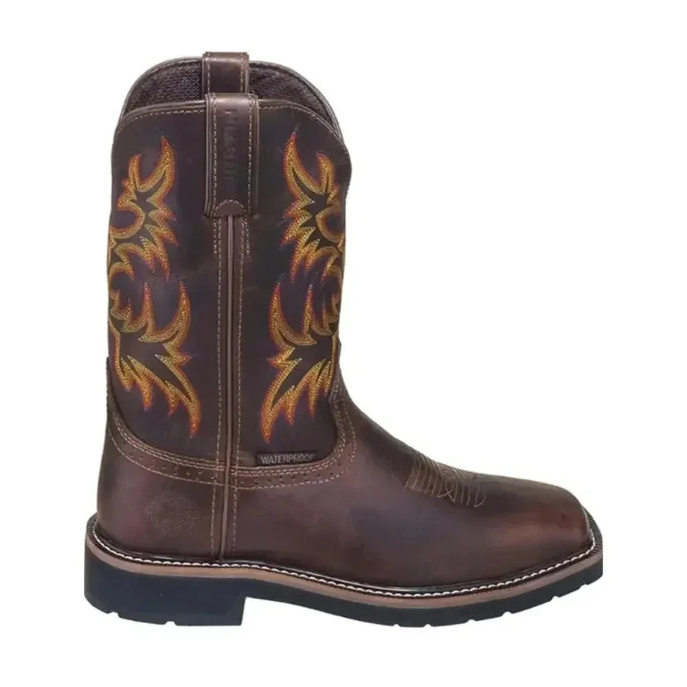 Justin Men's Driller Western Work Boot Soft Toe Brown 8 D